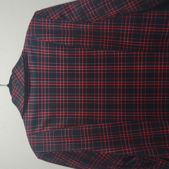 Allison Daley Red & Black Plaid Open Front Blazer Size 14 - Picture 8 of 10